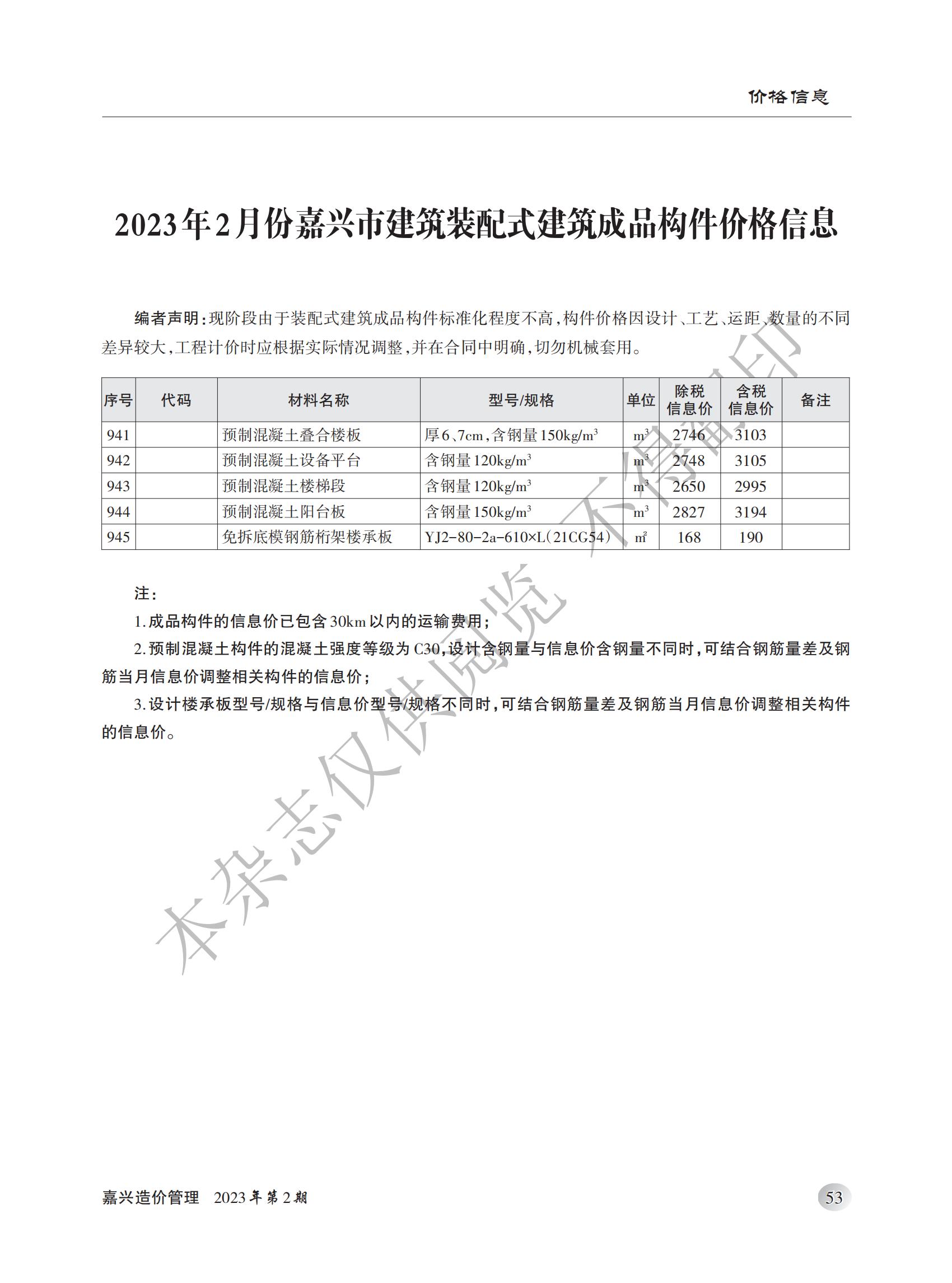 .2023年嘉兴造价管理综合信息2月刊