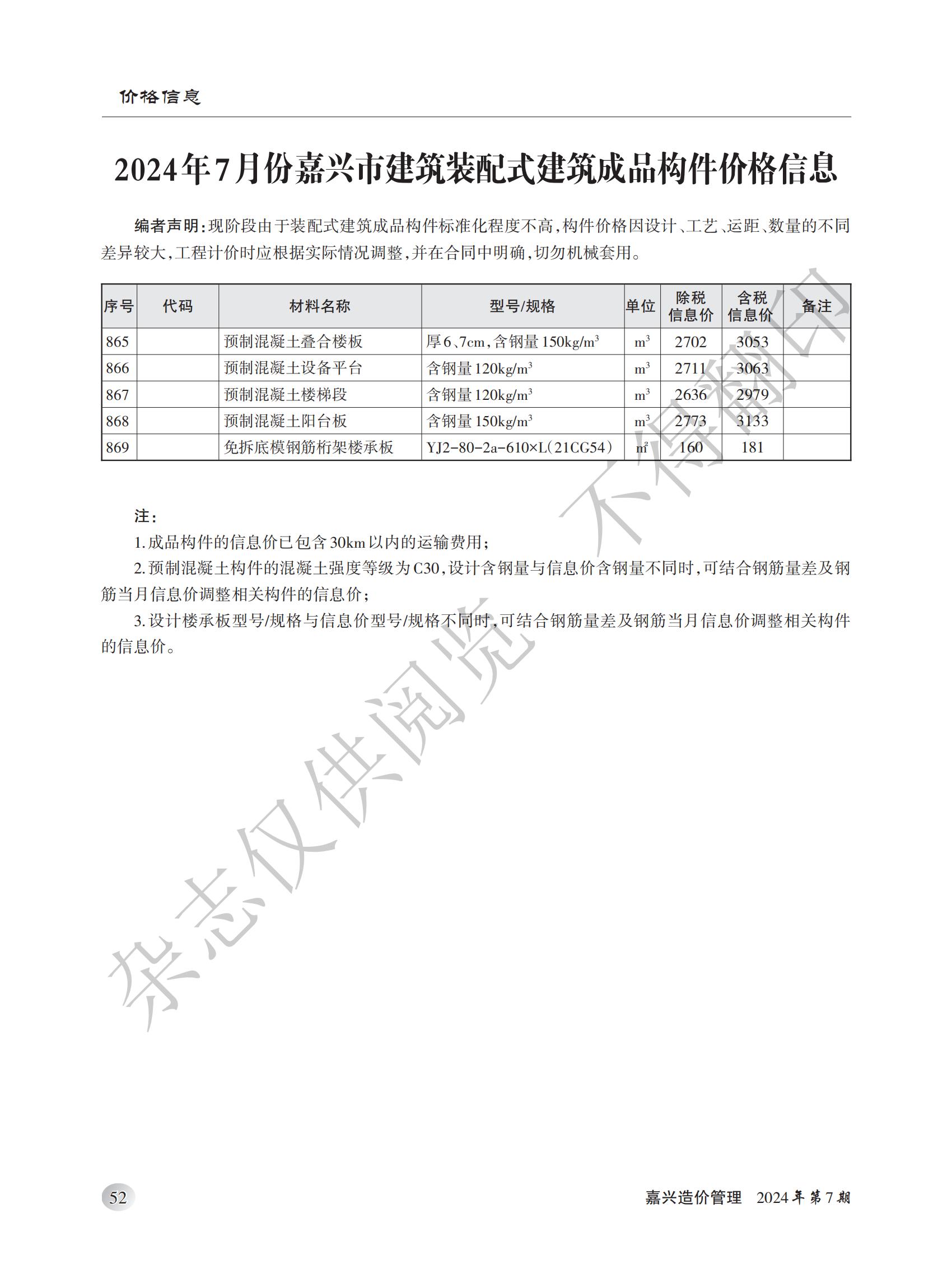 2024年嘉兴造价管理综合信息7月刊