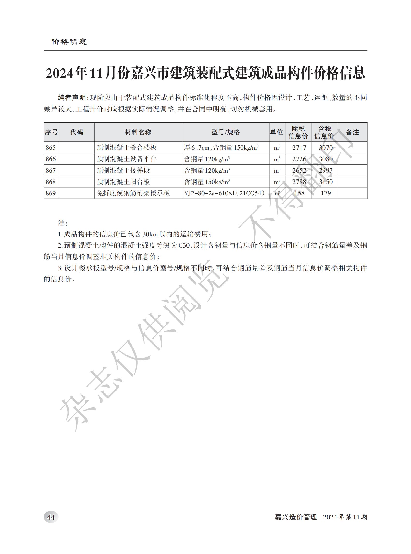 2024年嘉兴造价管理综合信息11月刊