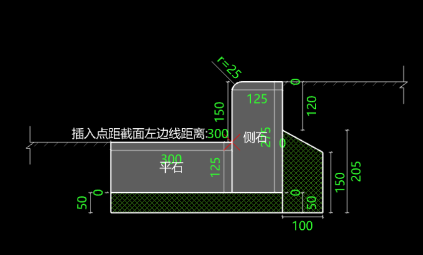 布置完后機(jī)動(dòng)車(chē)道路緣石不顯示,，平石,、基礎(chǔ)顯示呢