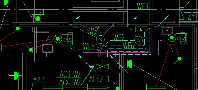 AG3、AG4的W2回路，从竖向桥架到应急配电箱配管是走顶还是直接水平连接